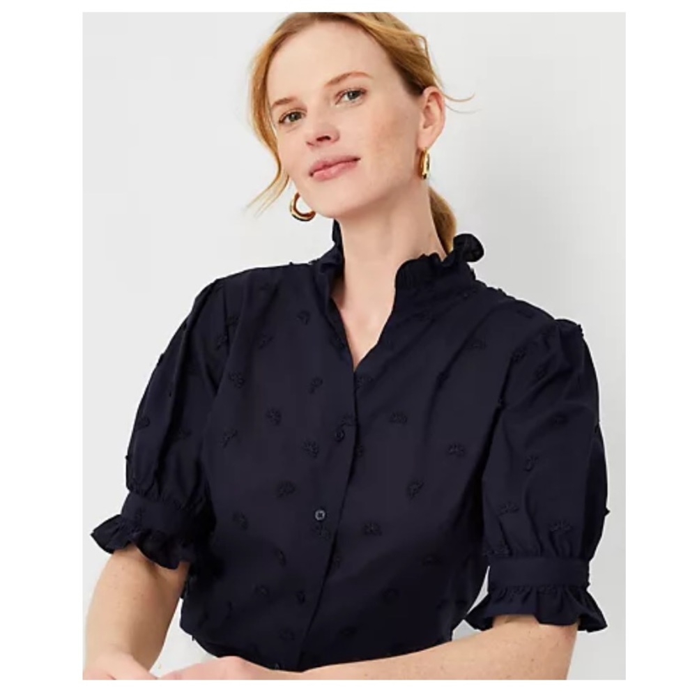 Navy embroidered top